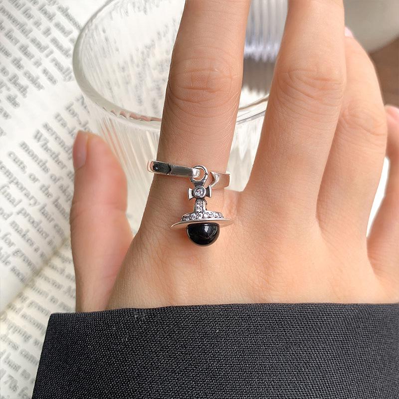 Lan Zhi Planet Pendant 925 Sterling Silver Ring: Non-Fading, Micro-Paved, Sweet Cool Style.