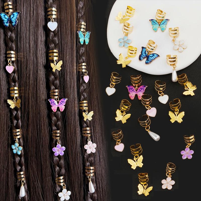 1Set Starfish Conch Pendant Artificial Pearl Summer Y2K Dreadlock Hair Jewelry Accessories For Braids For Girls Music Festival