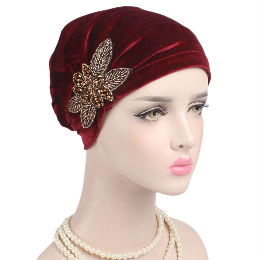 Muslim Islamic Head Wrap Velvet Headbands Soft Bonnet Chemo Cap Turban Hat