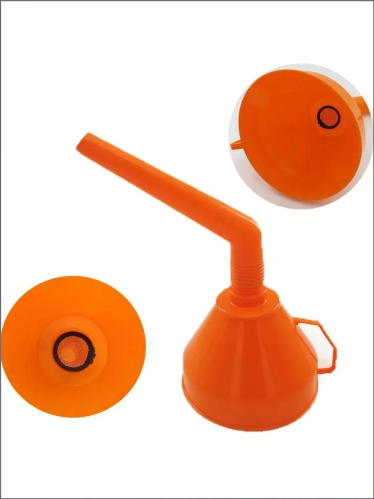 Plastic Fuel Funnel with Bent Spout and Built-in Filter Suitable for Hands-Free Refueling and Liquid Transfer Applications
