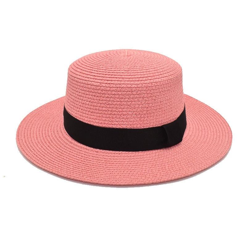 Summer Sun Protection Beach Flat-Brimmed Straw Hat Straw Woven Sunshade Hat Beach Wide-Brimmed Hat