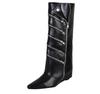 Women's Knee High Boots Fashion Pointed Toe Leather Boots Designer Zip Decorative Trouser Tube Boots for Women Knight Boot Botas