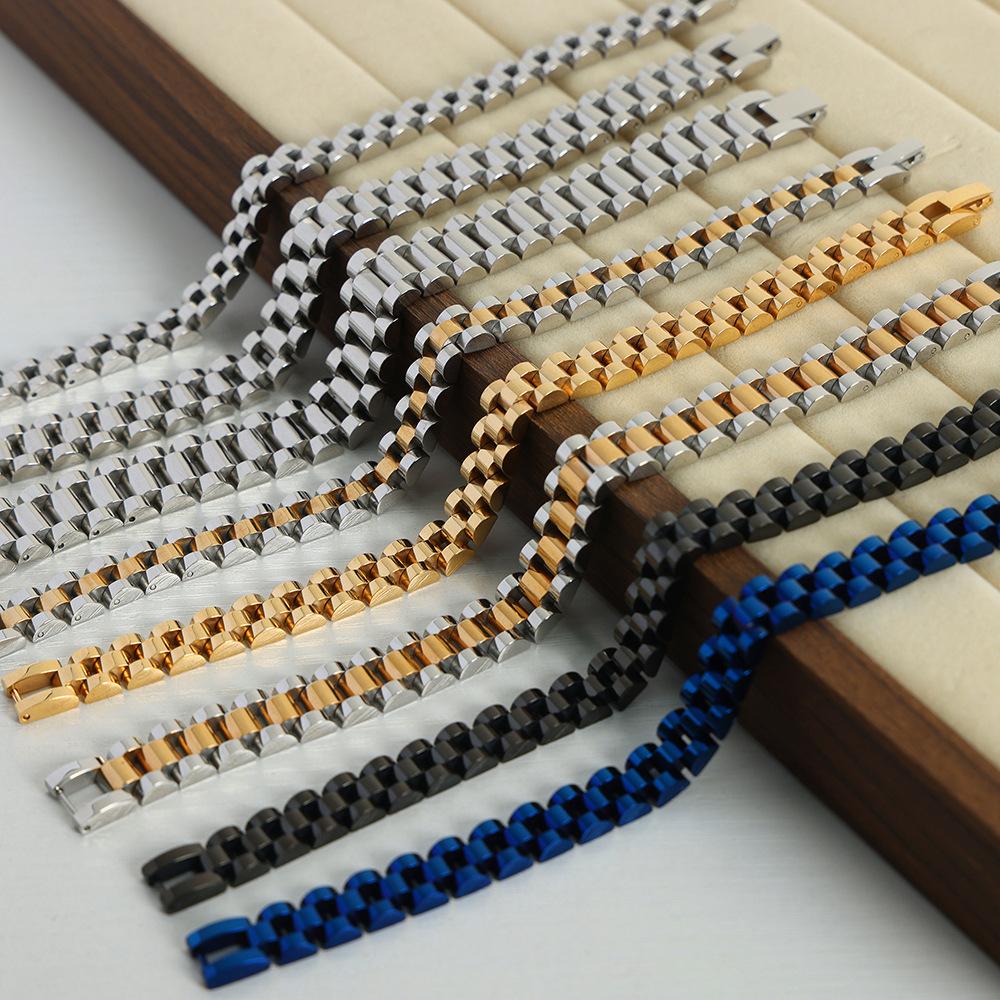 Custom New Dainty Thick Watch Statement Bracelet Fashion Jewelry Stainless Steel Waterproof Watch Band Link Chain Bracelet