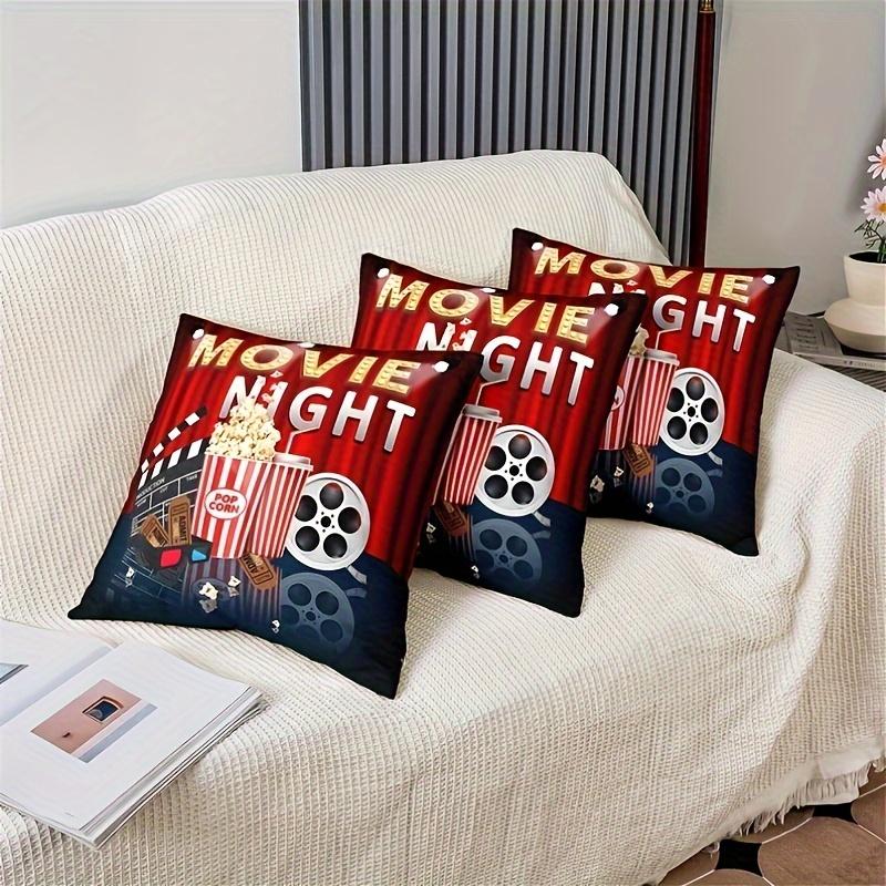 Movie Night Cushion Covers Cozy Chair Living Room Pillowcase Fashion Zipper Sofa Pillow Covers Bedroom Home Decor