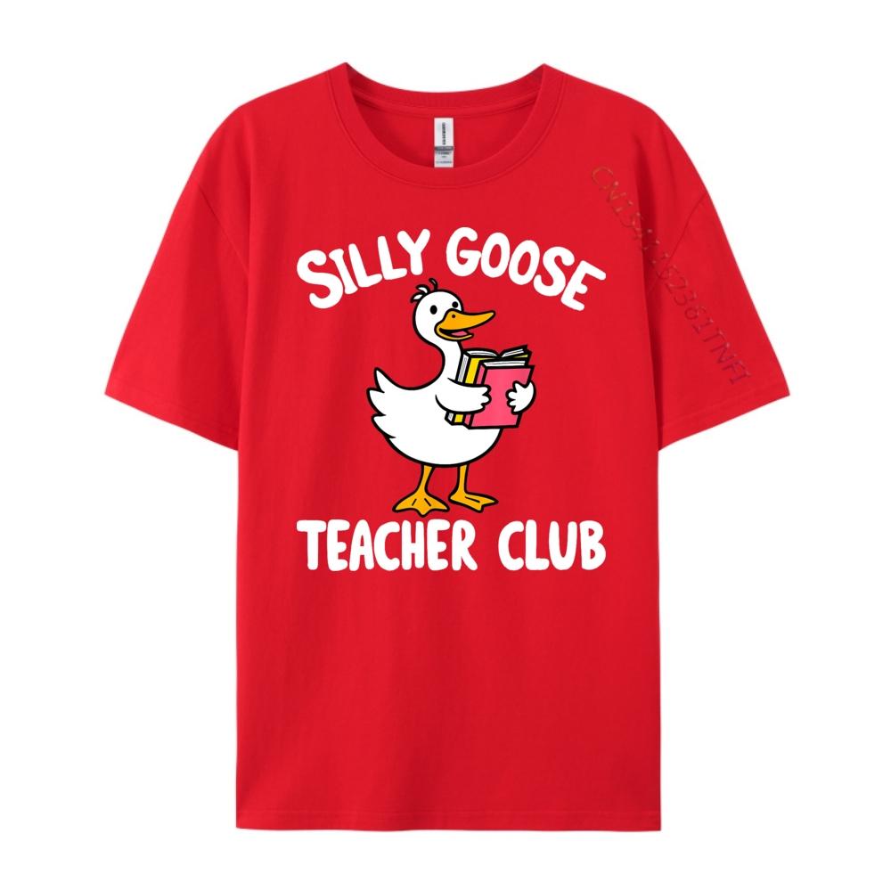 Funny Silly Goose Teacher Club Animal Lover Groovy Teacher Mens Korean Fashion T Shirt Man Valentines Day Gift TShirt S
