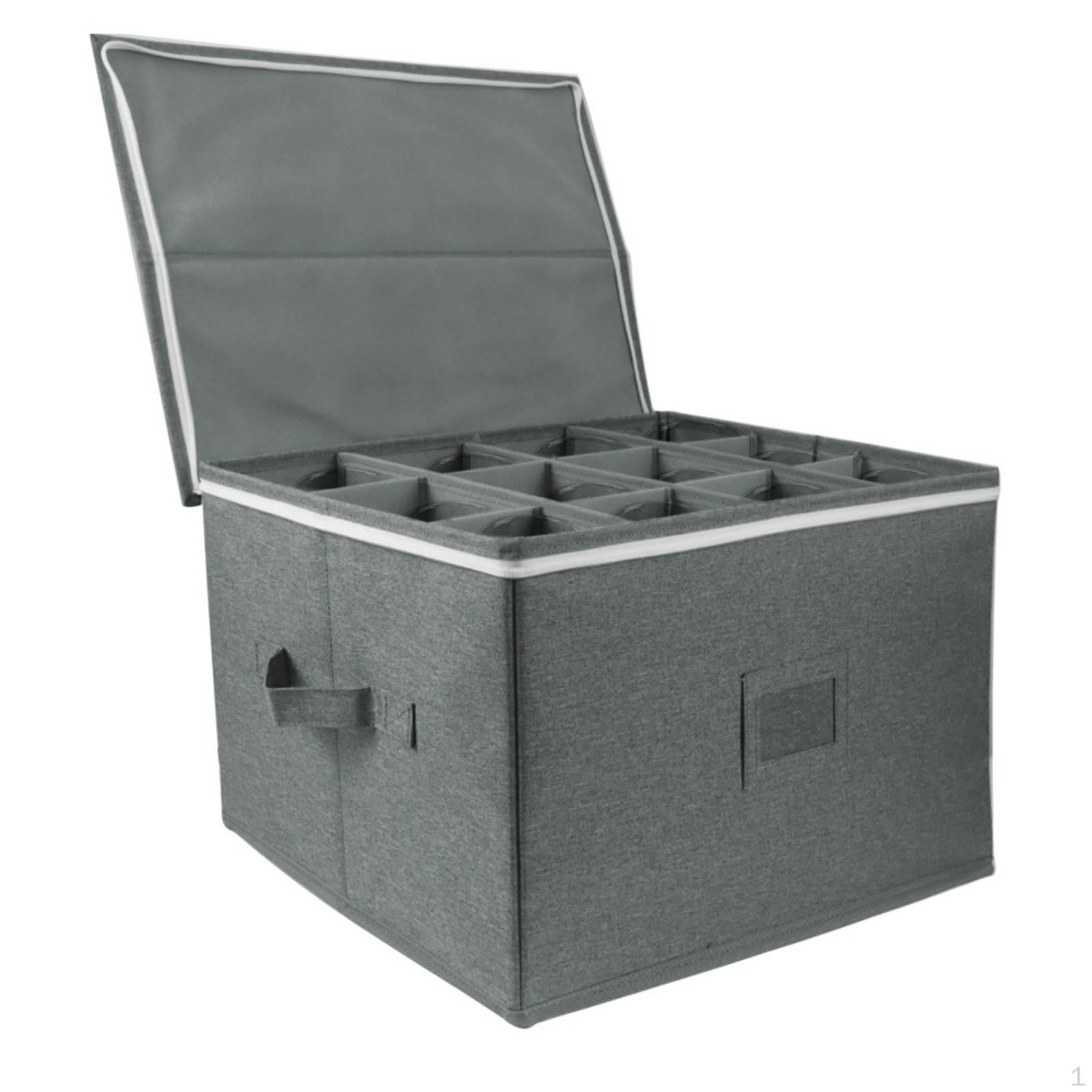 Vino Glass Storage Box with Dividers Foldable Portable