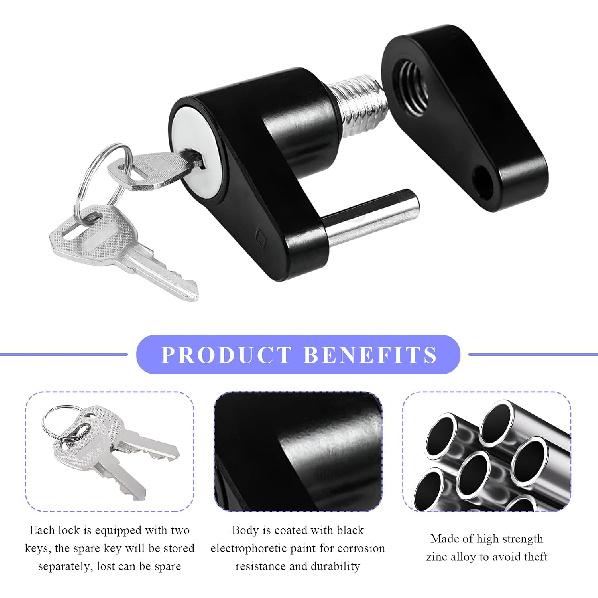 Sun Walker Trailer Tongue Coupler Lock, Dia 1/4 Inch 3/4 Inch Span Anti-Theft Trailer Tongue Lock with Keys, Heavy-Duty Hitch Coupler Locks for Tow