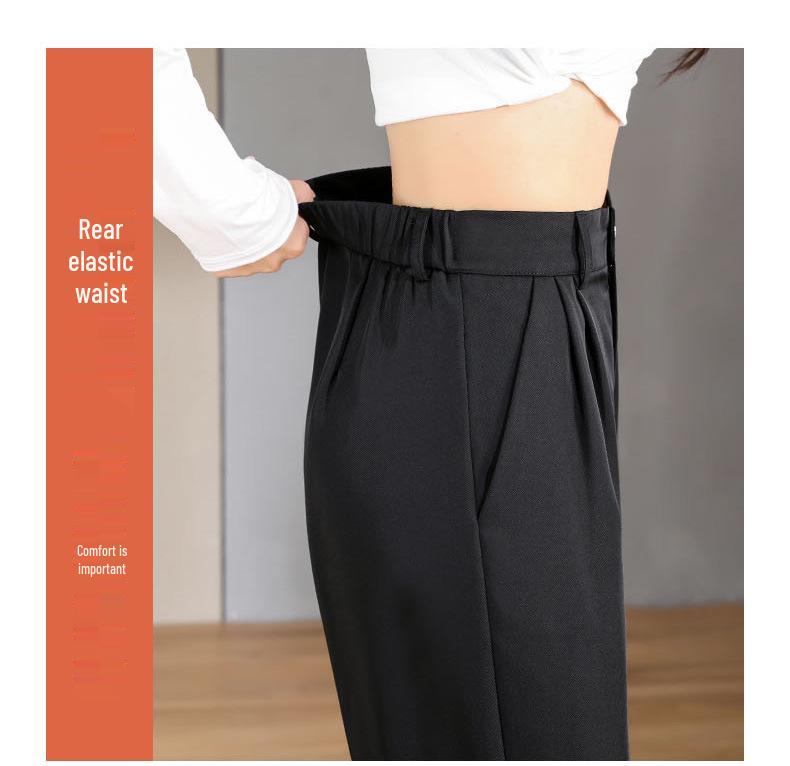 Dámské 2025 Kalhoty k obleku s vysokým pasem, úzkého střihu, volné, splývavé, šedé nebo černé na jaro a podzim