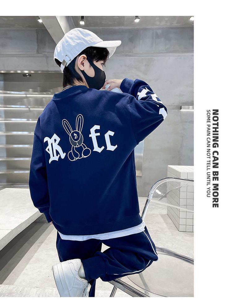 2023 Boys' Cartoon Sports Two-Piece Suit: Sweatshirt & Sweatpants for Spring/Autumn