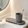 Dark Grey Diatomite Coaster Wooden Feet Absorbent Diatomite Sink Tray  Countertop Organizer