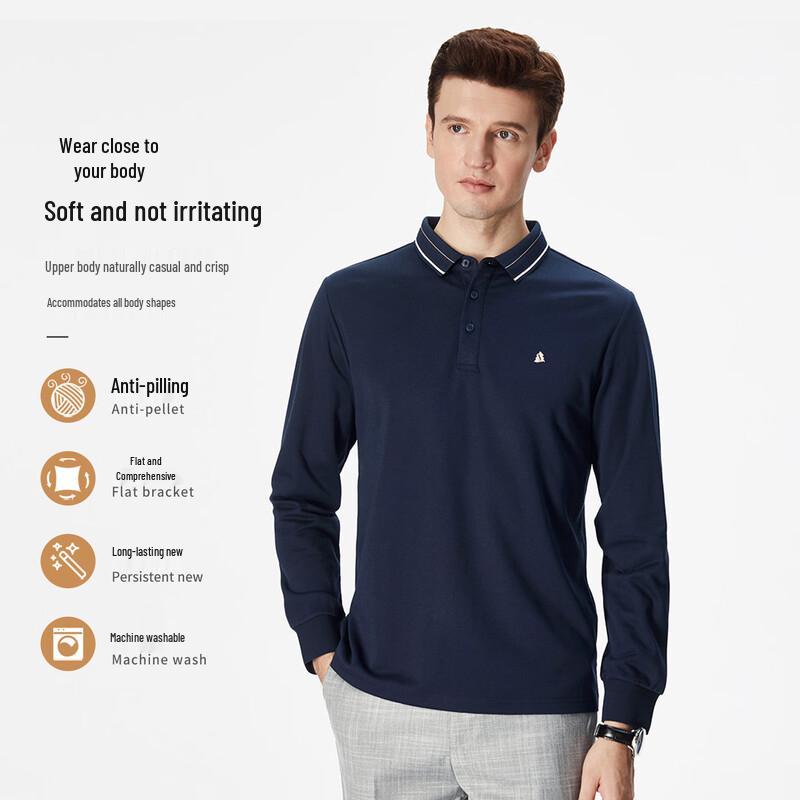 Shanshan Herren Business Casual Jacquard Polo Langarm-T-Shirt