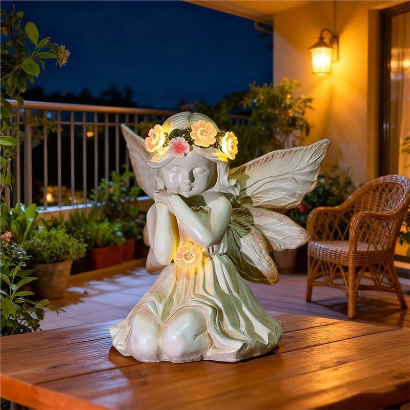 M-Modern-Solar Garden Outdoor Statues Lights,Resin Angel Figurine Light For Patio,Yard,Lawn Ornament,Unique Gifts And Yard Decor