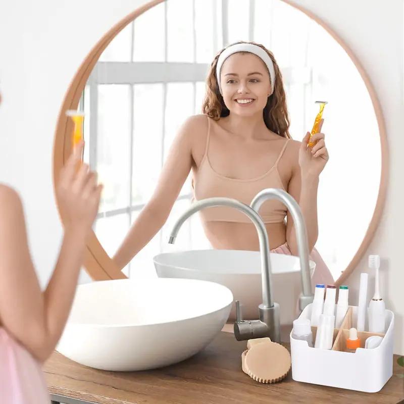 Toothbrush Holders for Bathrooms,Electric Toothbrush and Toothpaste Holder with Divider for Bathroom Countertop Organizer
