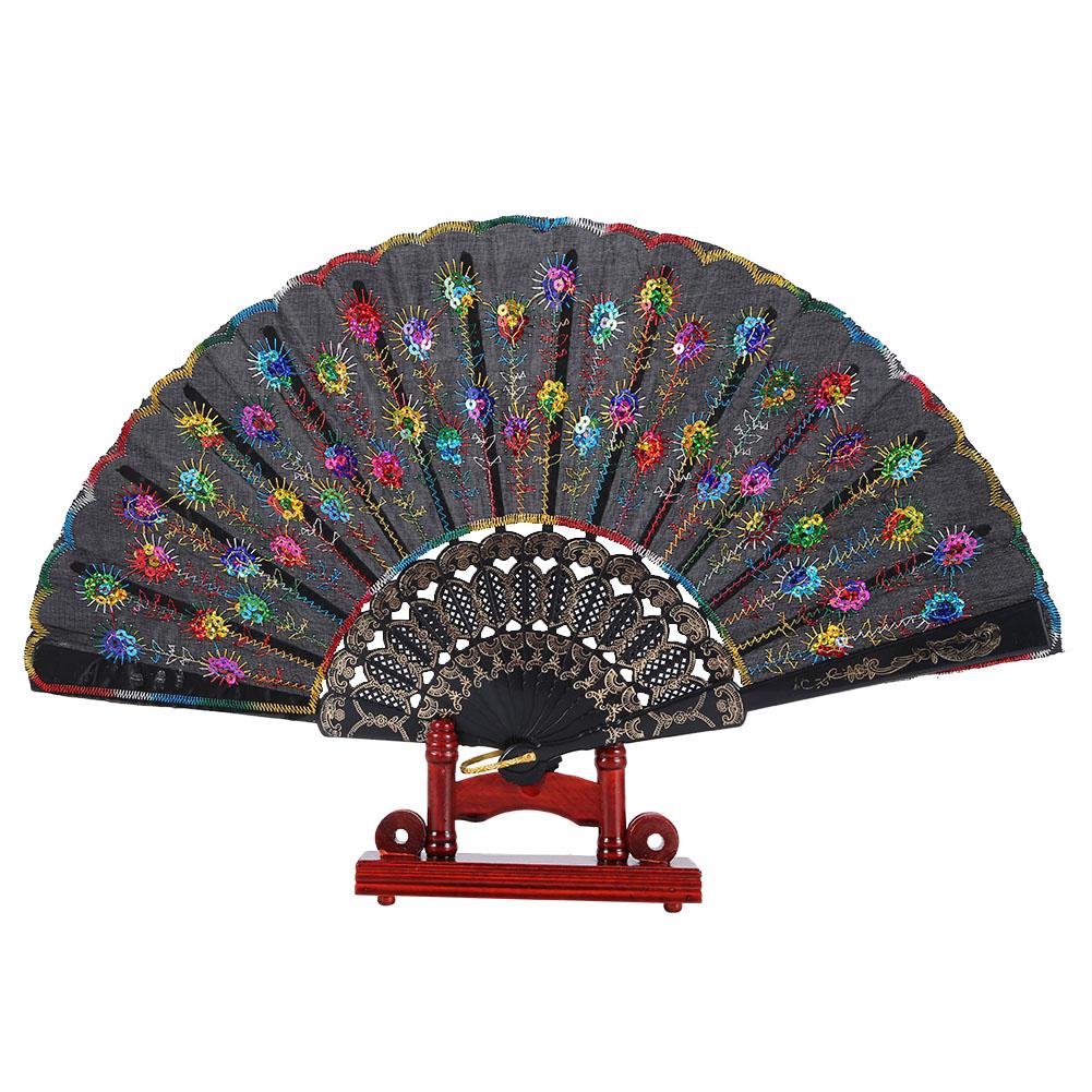 Chinese Fan Decorative Stand Handy Fan Display Holder Bamboo Folding Fan Stand(Dull-Red)