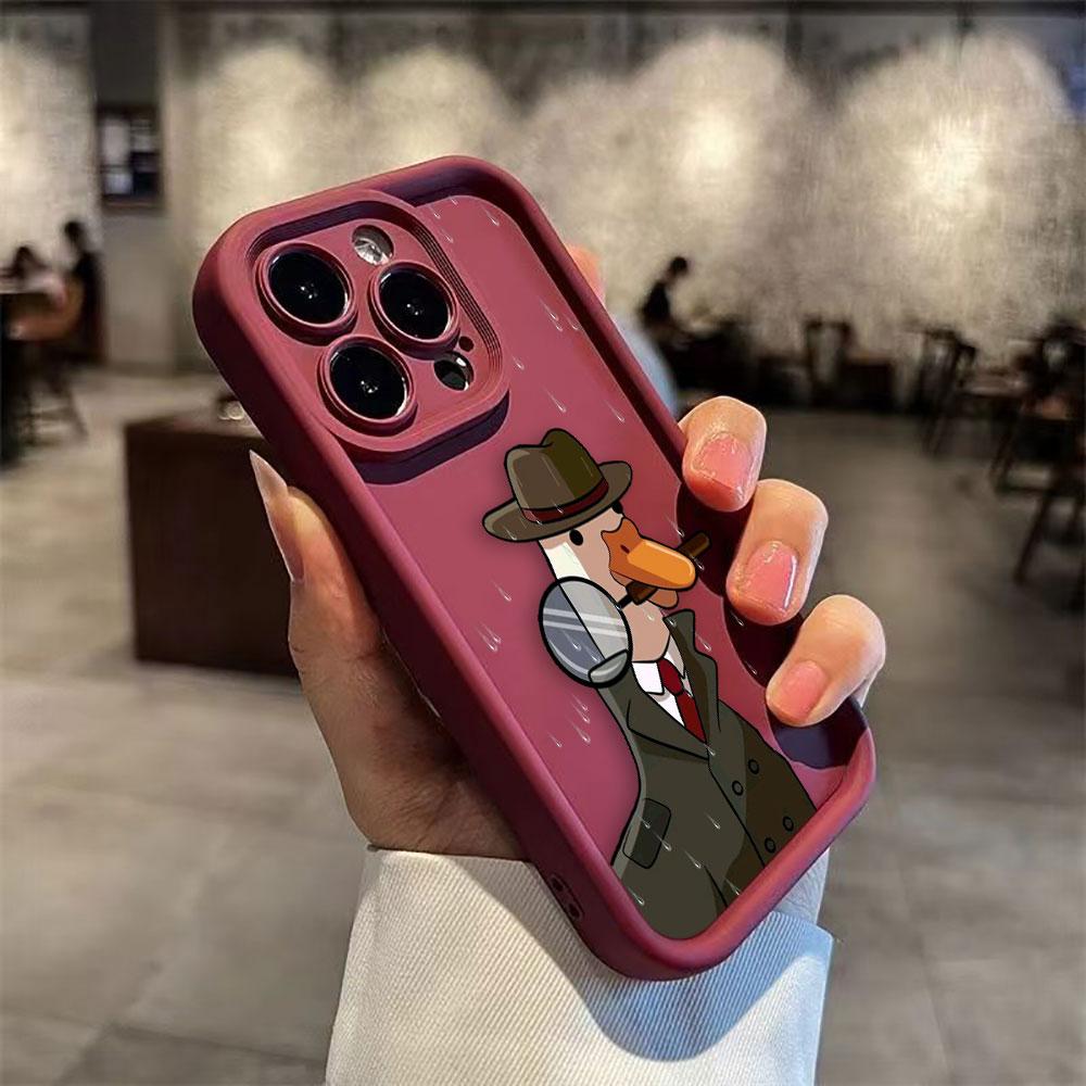 Cute Funny Duck Phone Case For iPhone Apple 17 AIR 16 16E 11 12 13 14 15 XR Plus Pro Max DIY Case TPU Shockproof Cover Capa