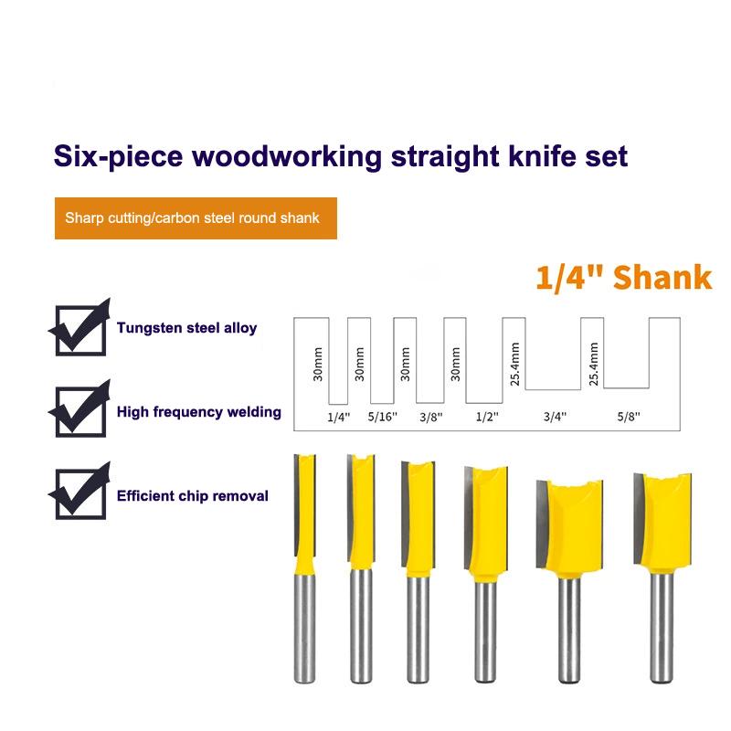 1/4 Shank Straight Bit Tungsten Carbide Single Double Flute Router Bit Wood Milling Cutter For Woodwork