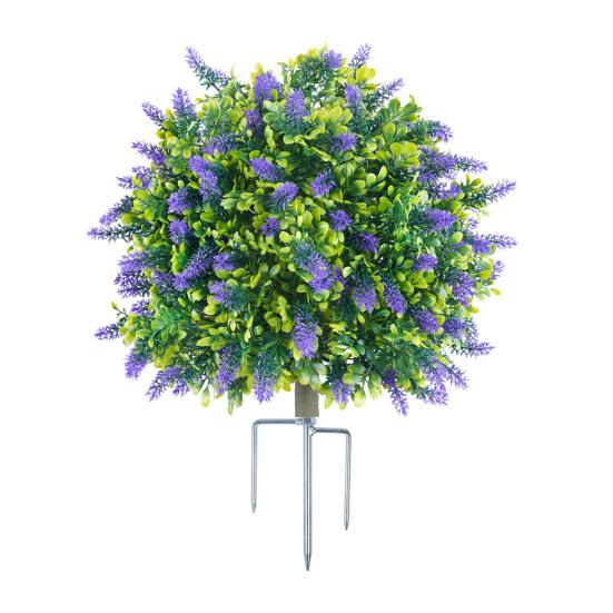 Künstlicher Lavendel-Formschnitt-Ball UV-beständig Falscher Buchsbaum Strauch mit Erdspieß Unechte Immergrüne Baum Pflanze für Innen Außen