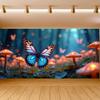 Blue Butterfly Forest Theme Banner Enchanted Nature Magical Glow Backdrop Garden Decoration Party Photography Background Props