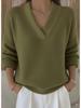 2025 V-Neck Loose Knit Sweater: Women's Casual Solid Color Fashion for Autumn/Winter