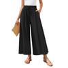 Damen Elastische Hose mit Hohem Bund Lässige Passform Weites Bein Lange Hose Hose mit Taschen