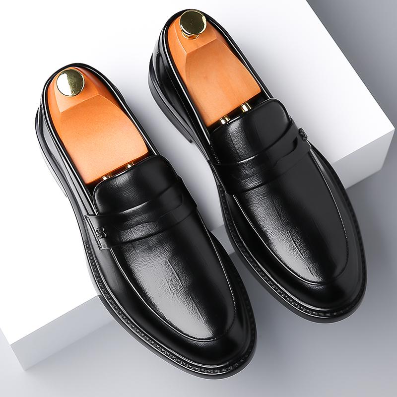 Luxury Brand Quality Men Slip on Leather Casual Shoes Hick Soled Loafers Leather  Business Wedding Business Casual Shoes