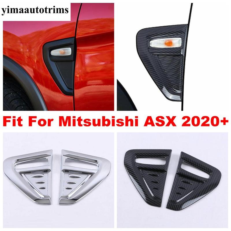 Car Body AC Air Flow Vent Fender Cover Kit Trim For Mitsubishi ASX ABS Chrome / Carbon Fiber Look Exterior Accessories