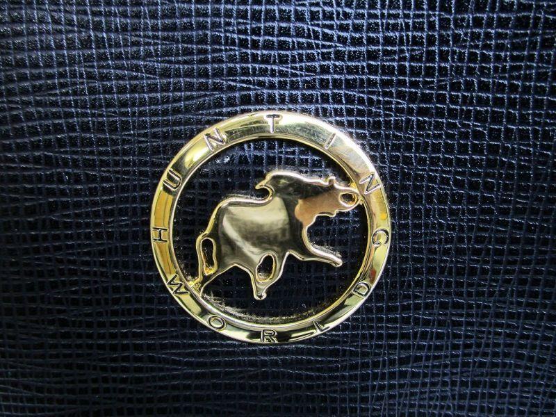 Authentische HUNTING WORLD Schwarzes Leder Umhängetasche Schultertasche Geldbörse #8390 Gebraucht