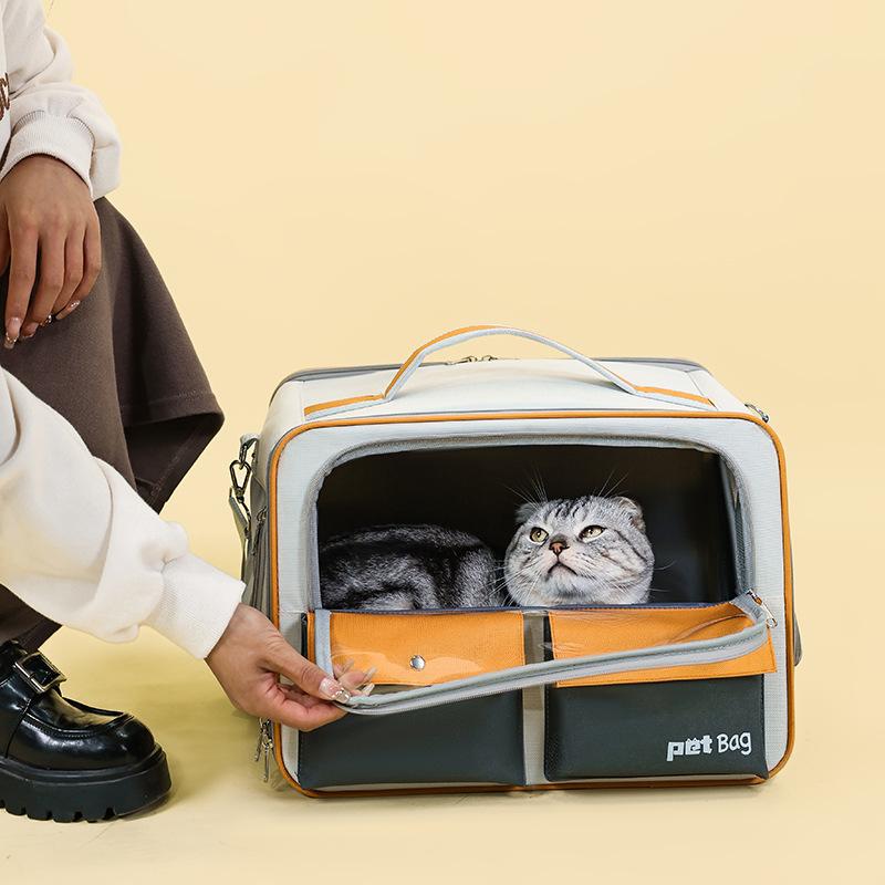 Foldable Cat Carriers Breathable Pet Backpack for Small Dogs Portable Kitten Rucksack for Outdoor Lightweight Pet Suitcase