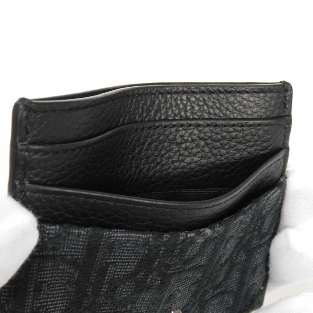Used 10656 Oblique Jacquard Card Holder 2ESCH135YSE_H03E 7946 Current Calfskin Pass Case Logo Cotton Black Men's from