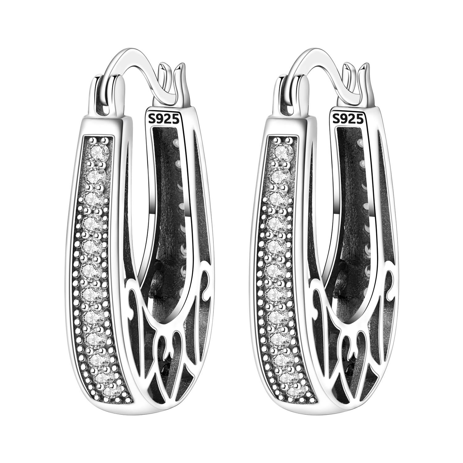 

Сережки зі срібла 925 проби в ретро стилі з візерунком трави Прикраси Універсальні сережки-кільця для жінок Прикраси День народження Тонкі подарунки