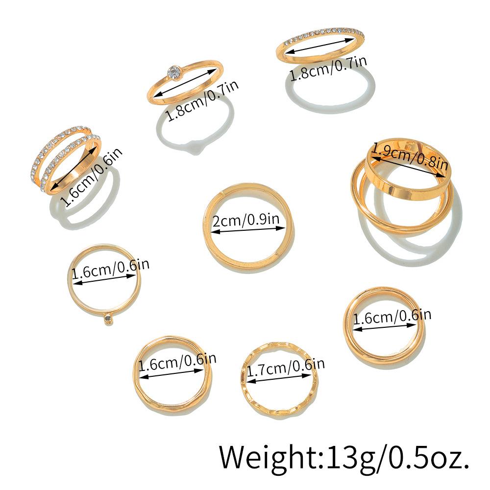 Fashion personalized ring ins tide cold wind niche joint ring simple retro plain ring diamond crystal ring
