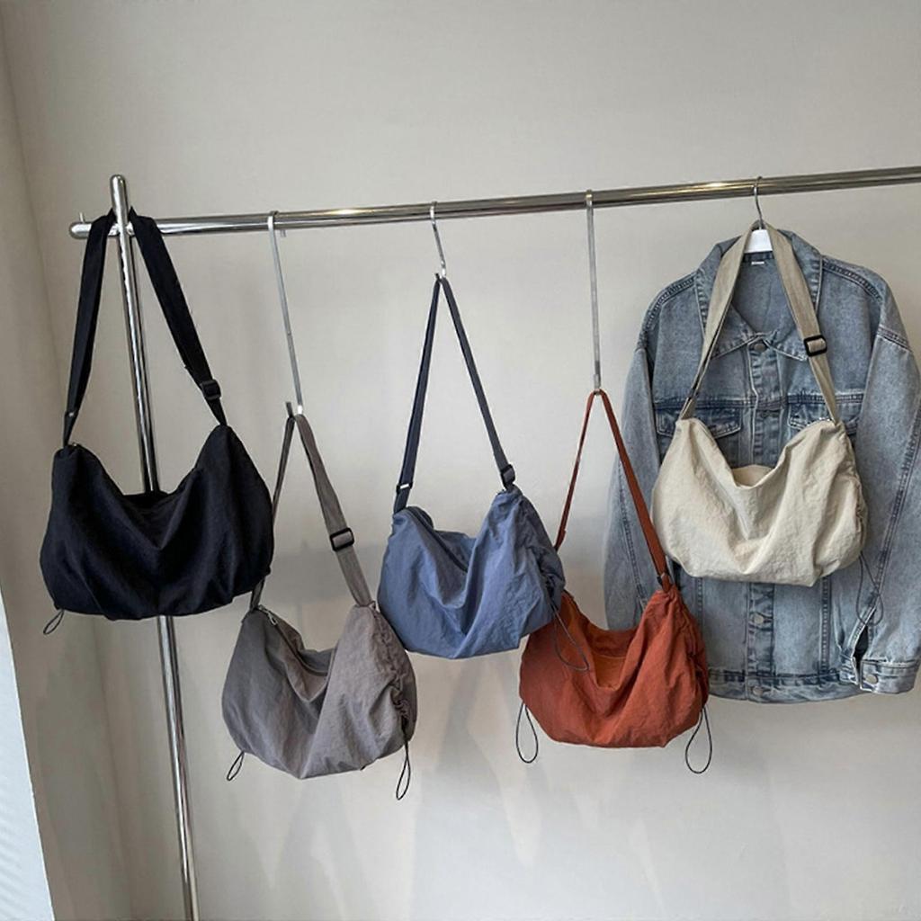 Chic Nylon Dumpling Purse for Women Shoulder Bags with Adjustable Strap Crossbody Purses for Travel and Work  Orange