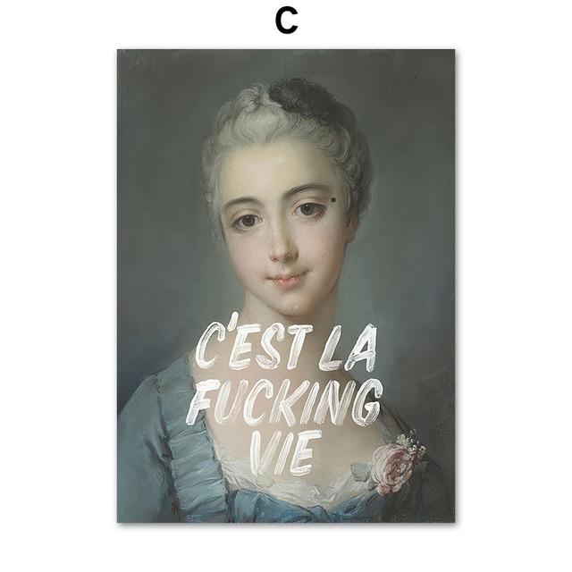 Vintage Flower Noble Girl Portrait Abstract Feminist Art Canvas Painting Posters And Prints Wall Pictures For Living Room Decor No Frame