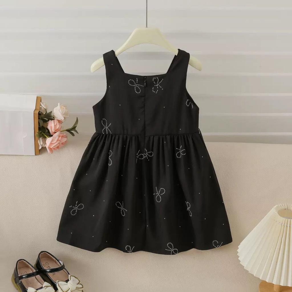 Girls' Summer Dress New Sleeveless Dress With Rhinestones Cute And Stylish Casual Dress For Baby Girls