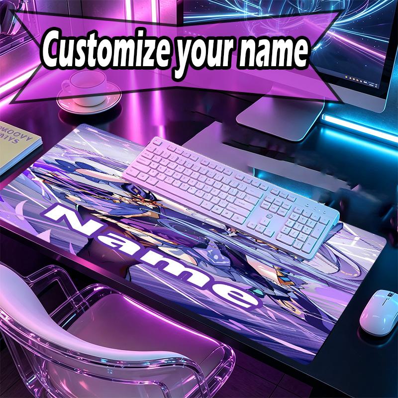 Custom Name Personalized Genshin Impact Pattern Mousepad, Laptop PC Desk Mat, Decorative Desk Mat for Home Keyboard Pad Gift