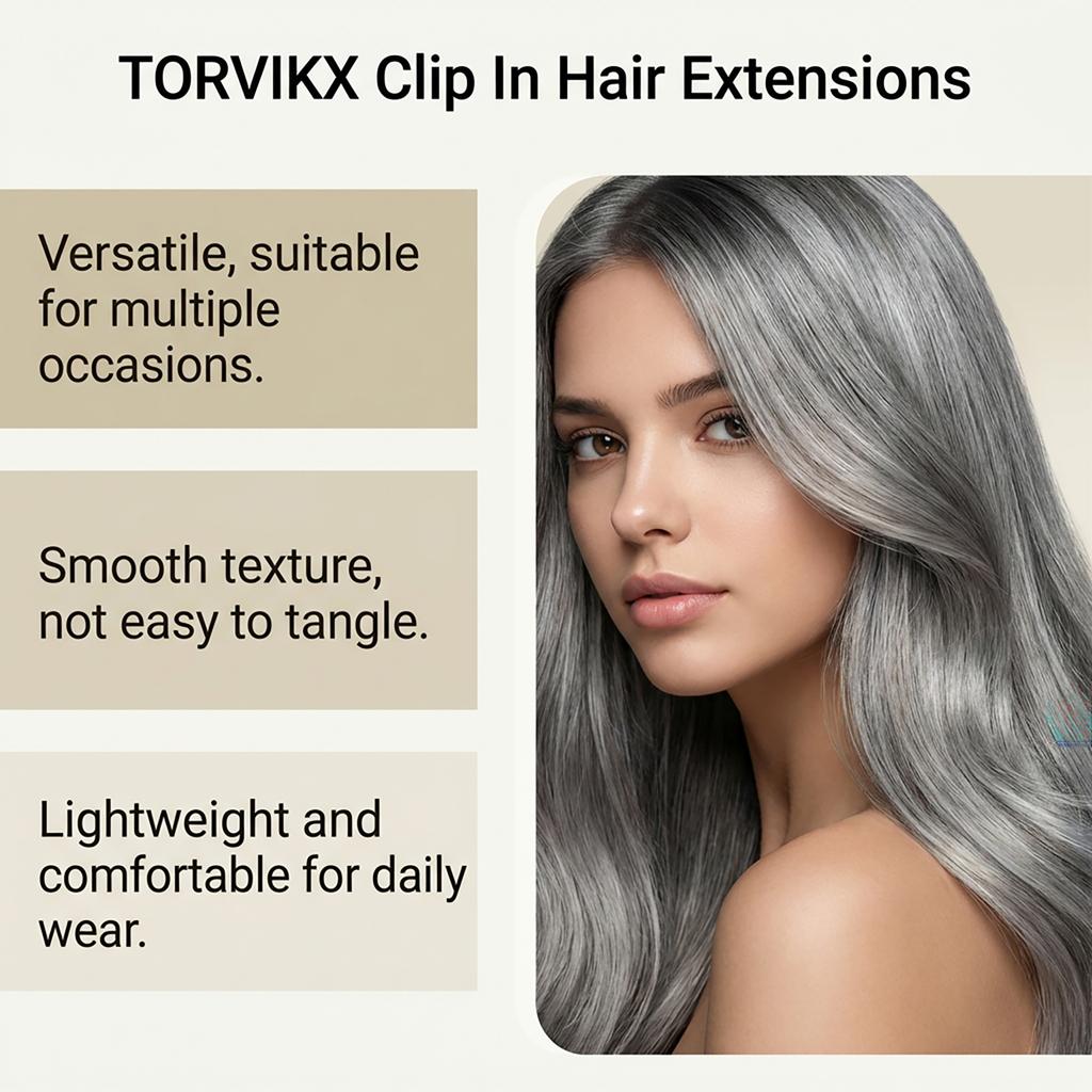 -gray Hair Extensions. Gentle And Everyday Hairstyle, Smooth And Light, Easy To Wear And Portable.