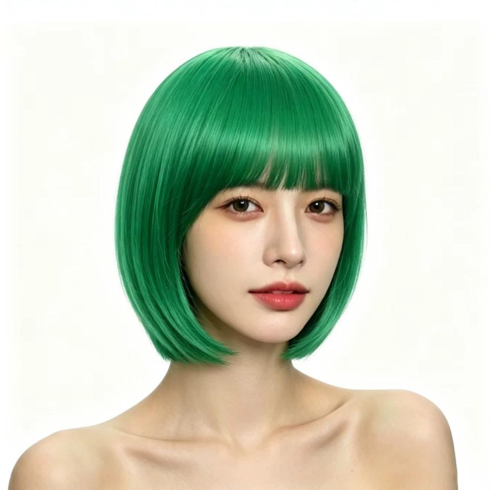 Bunte Lebendige Bob-Perücke Cosplay Kurzes Gerades Bob-Haar für Abschlussfeierlichkeiten