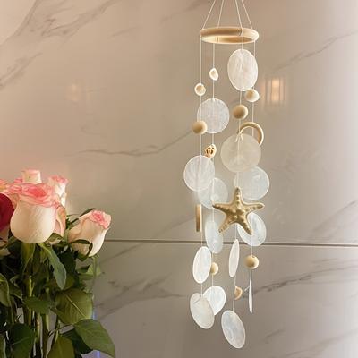 1Set Bohemian Coastal Wind Chimes with Seashell and Starfish Bring Beachy Vibes To Your Living Room Porch