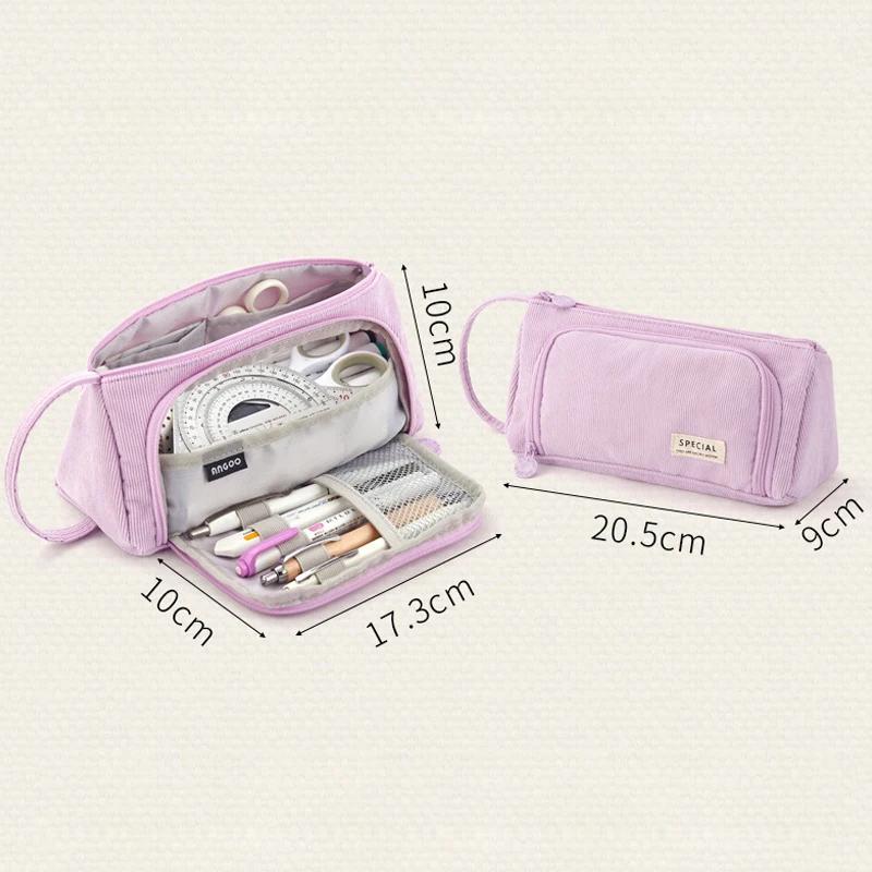 Corduroy Cute Pencil Case Macaron Colors Pencilcase Pencil Bags Make Up Pen Storage Bag School Supplies for Girls Stationery