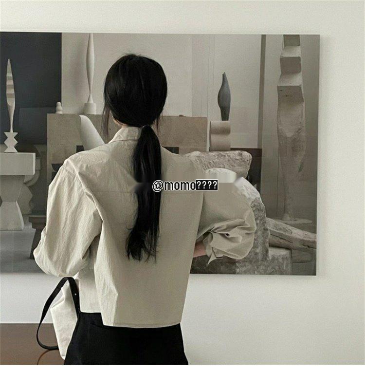 2025 Spring/Autumn Women's Long Sleeve Solid Color Lapel Shirt Jacket with Double Pockets