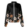Women Long Sleeve Pattern Pocket Working Stand-up Collar Single-breasted Protective Overalls Cardigan Jacket Top