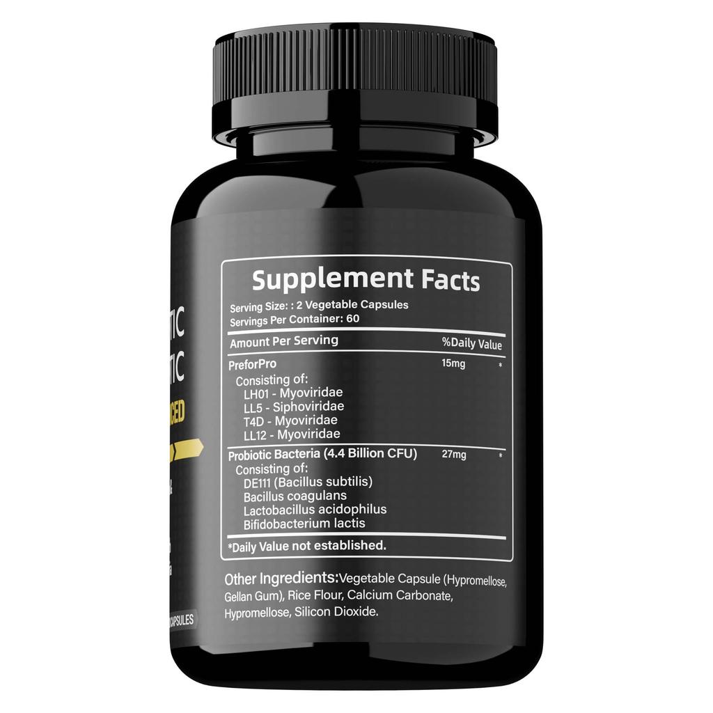 Compound Probiotic Capsules, Multi-strain Lactobacillus and Bifidobacteria, Prebiotics, Dietary Supplements, Suitable for Adults.