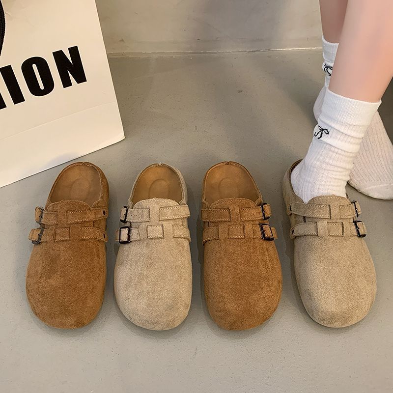 One-pedal German Training Shoes Non-slip Birkenmuller Single Shoes Flat-bottomed Bag Head Half Slippers Women's Wear 2025 Spring and Autumn New Models