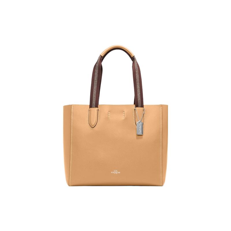 

COACH Derby 32 Snap closure Pebbled leather Tote bag Tote bag Shopping bag Shoulder handbag Large size Women s Latte yellow жовтий