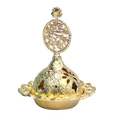 Vintage Incense Burner Exquisite Rust Prevention Metal Incense Burner for Bedroom Living Room Coconut Tree Gold