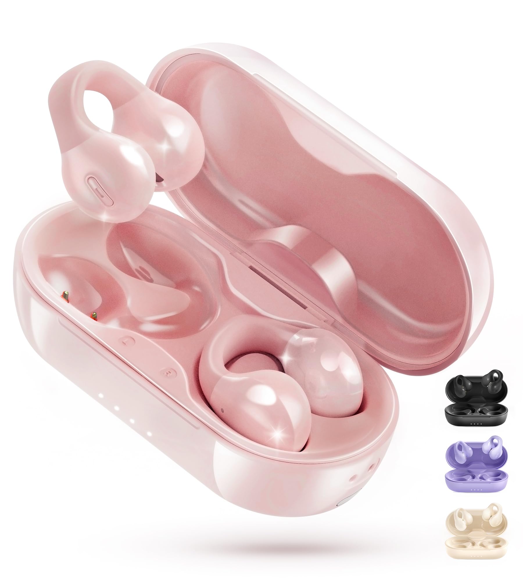 

Беспроводные наушники-клипсы King Lucky с открытым дизайном, совместимые с Bluetooth 5.3, водонепроницаемые IPX4, со встроенным микрофоном, с быстрой зарядкой, звукопроницаемые