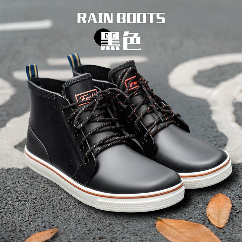 

Water shoes high-end rain shoes men s short tube low-top non-slip fishing rain boots lace-up fashion rain shoes women s shoes couple board shoes 37 чорний