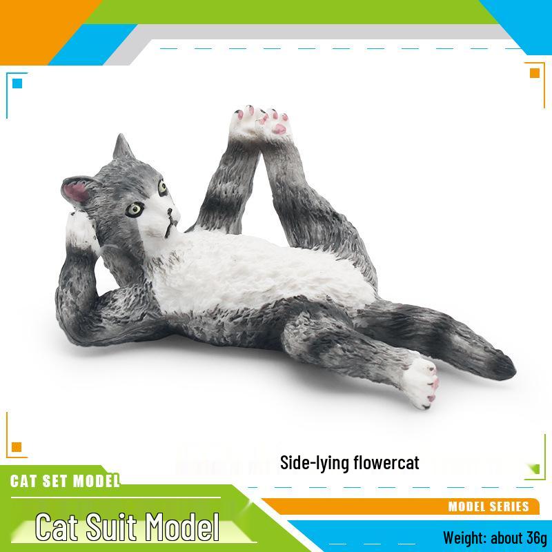 Children's Black and White Kitten Simulation Set - Toy Cat Figurine