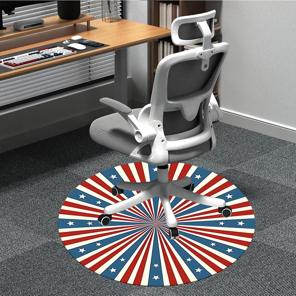 1PCStars Stripes Office Round Area Rug,  Mat Suitable For Office, Under Office Chairs Bedroom Living Room Home Decor, Room Deco