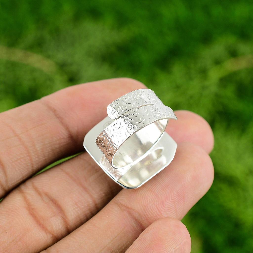 925 Silver Square Crown Chakra Natural Scolecite Multi Stone Artisan Unique Ring